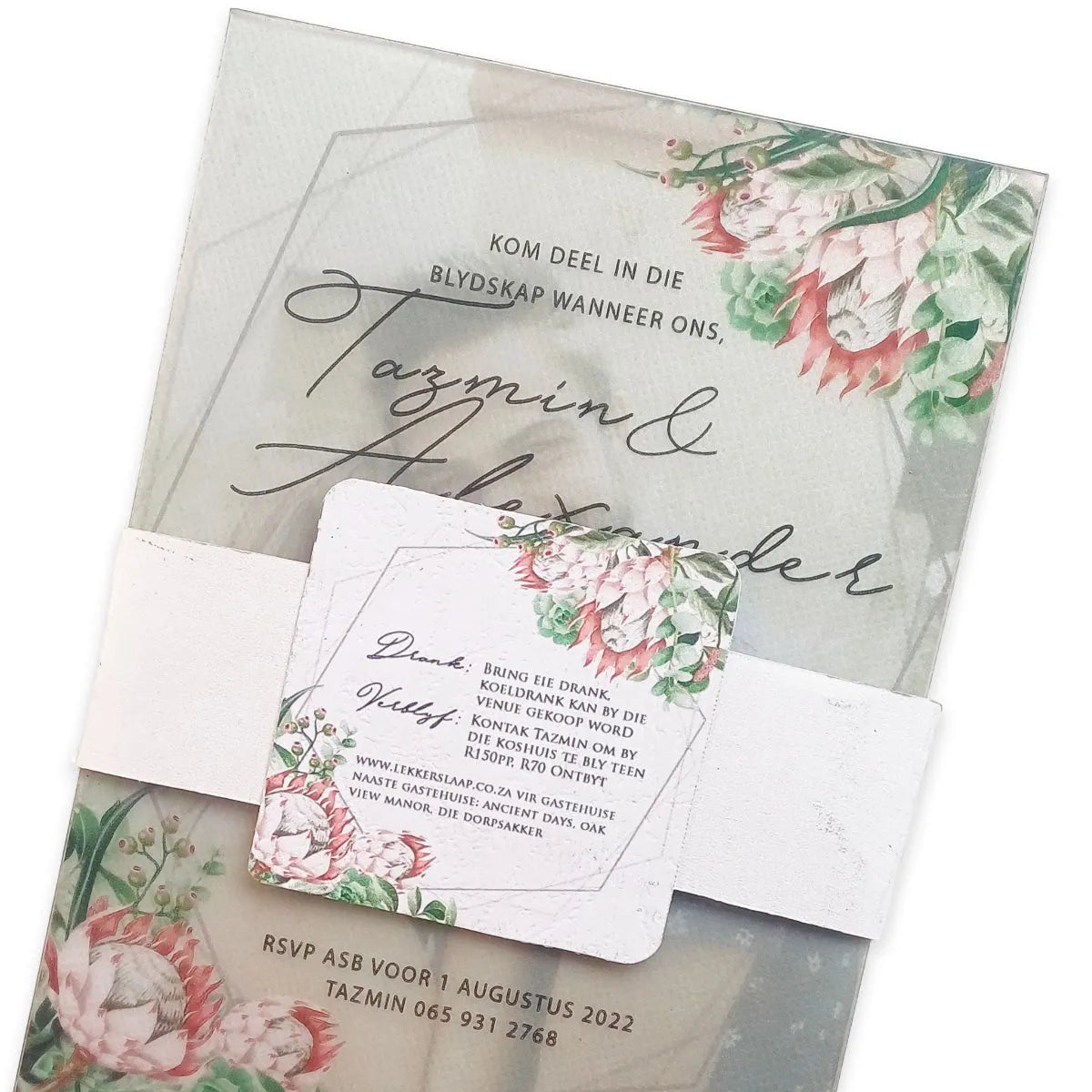 Forevermore Momentos Acrylic Wedding Invitations with Floral Design