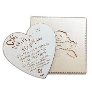 Heart-Shaped Wedding Invitation with Elegant Laser Cut Sleeve