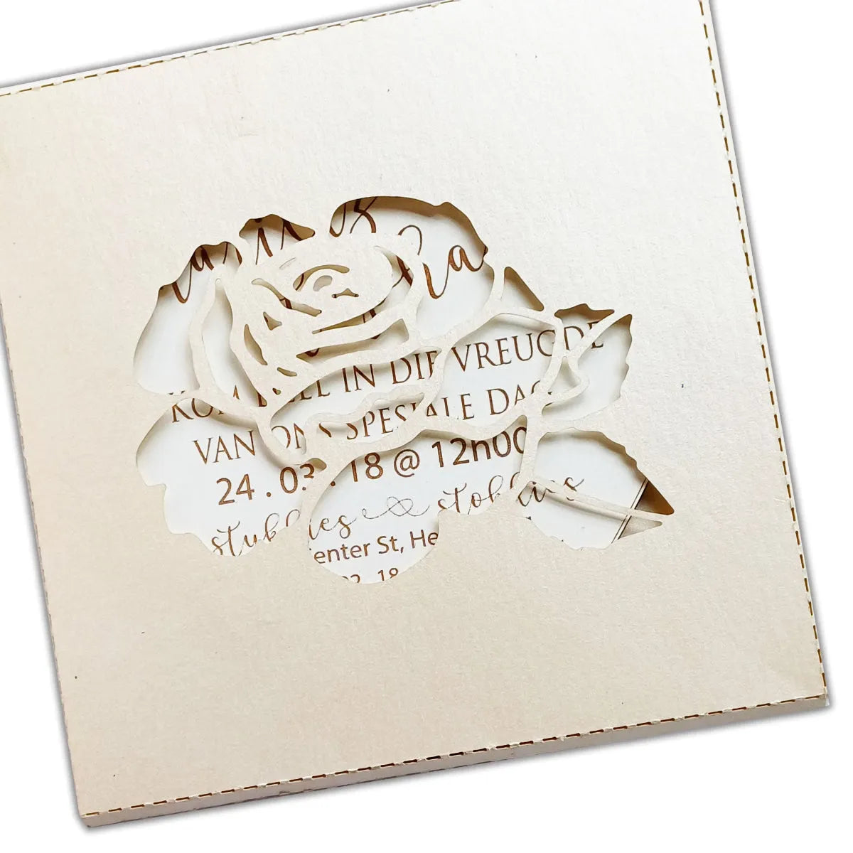 Heart-Shaped Wedding Invitation with Elegant Laser Cut Sleeve - Image 2