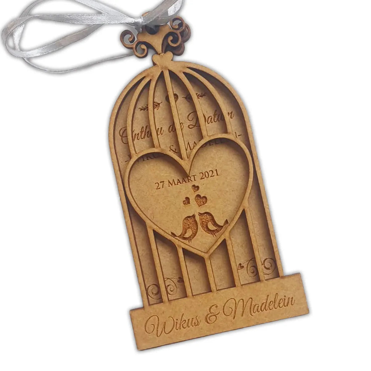 Birdcage Wedding Save the Date Wooden - Image 3