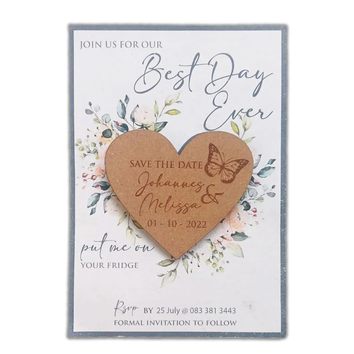 Laser-Cut Wooden Heart Magnet for Weddings - Image 2