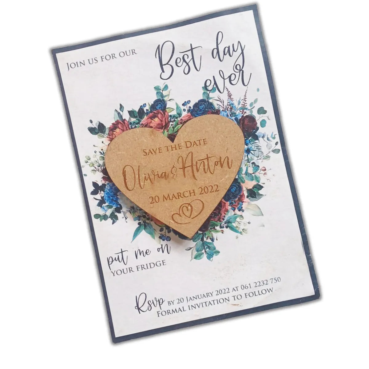 Laser-Cut Wooden Heart Magnet for Weddings
