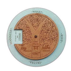 Forevermore Momentos Rotatable Wooden Wedding Invite