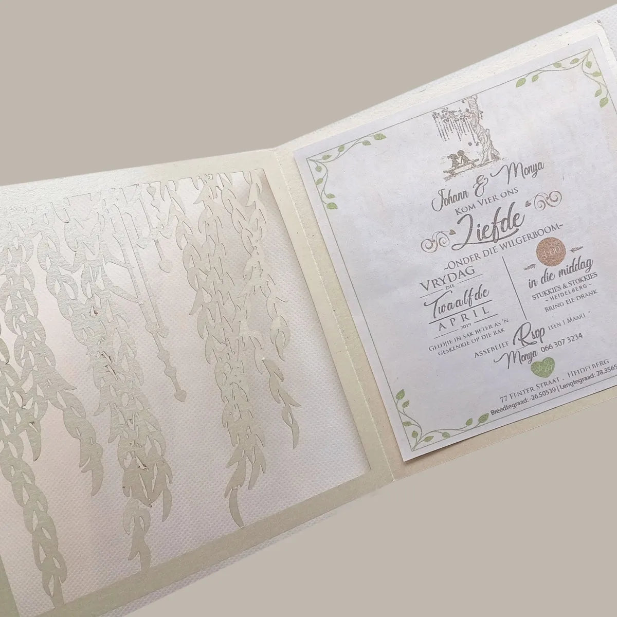 Forevermore Momentos Willow Leaf Invitation Design Card - Image 2